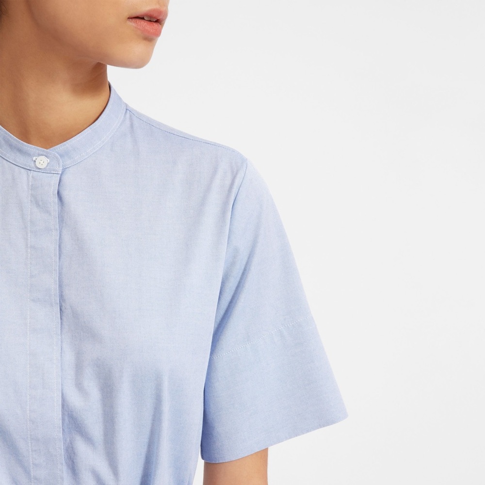 Collarless shirtdress